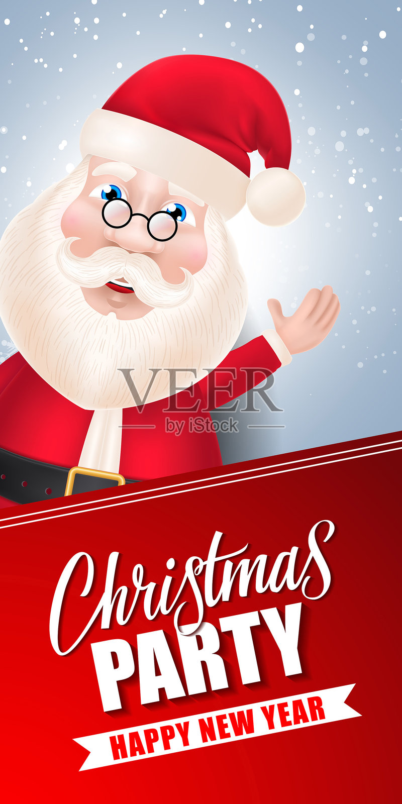 圣诞派对字母和圣诞老人插画图片素材