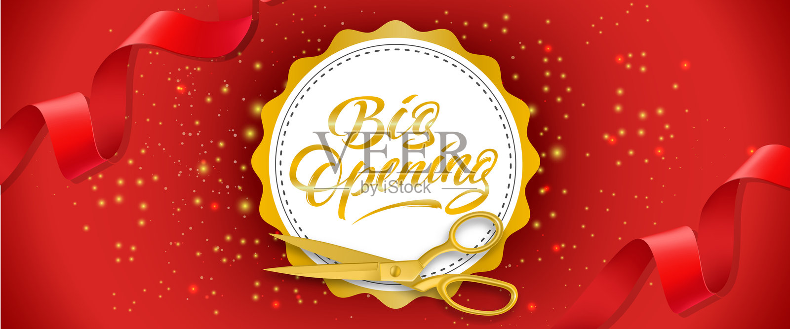 大开口红色闪亮横幅设计插画图片素材