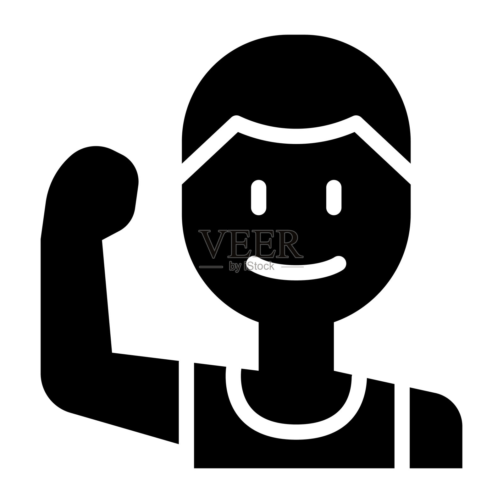 强壮男性图标,扁平化图形风格插画图片素材