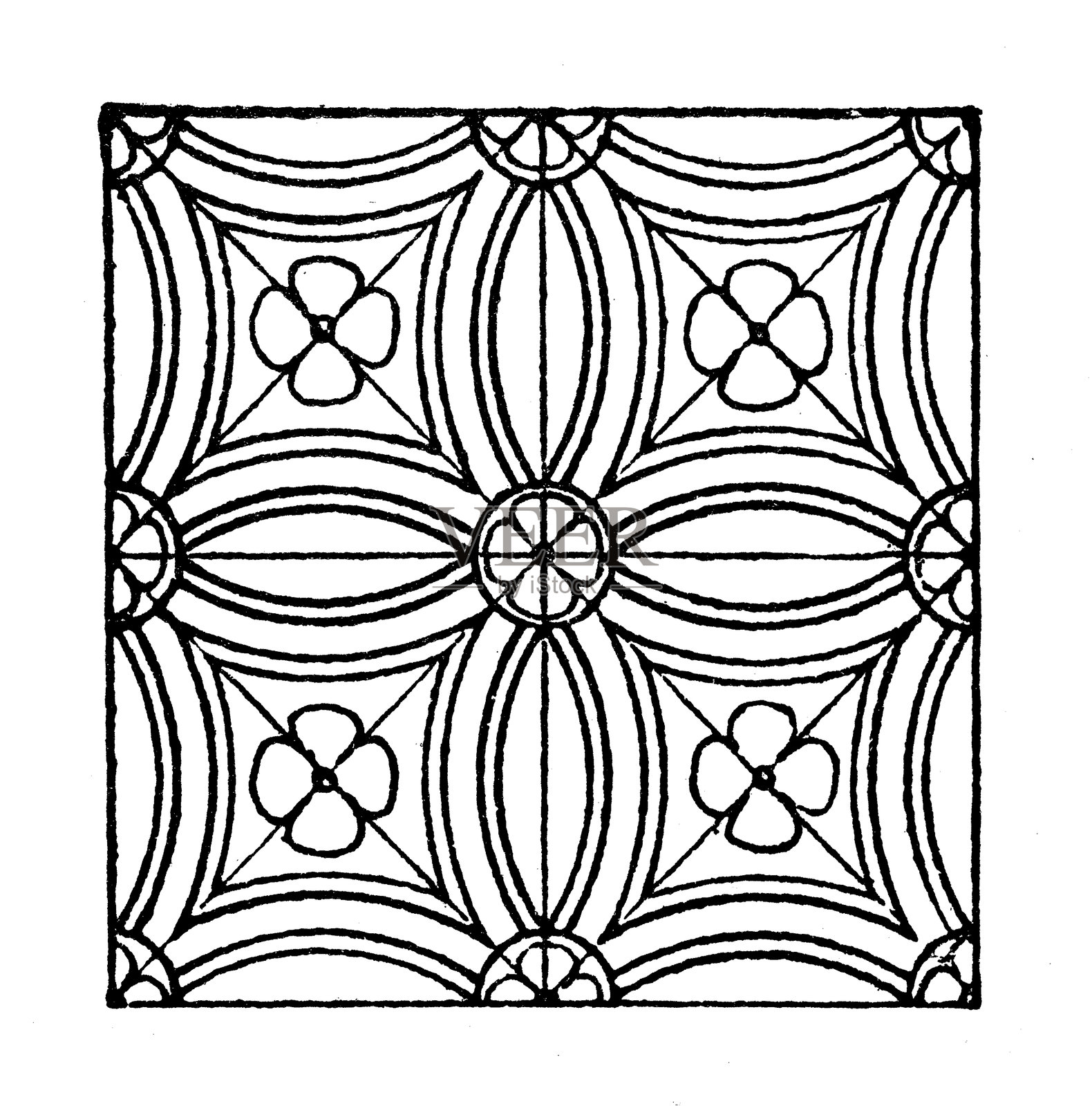 重复装饰(圆形马赛克尿布),装饰,设计元素插画图片素材