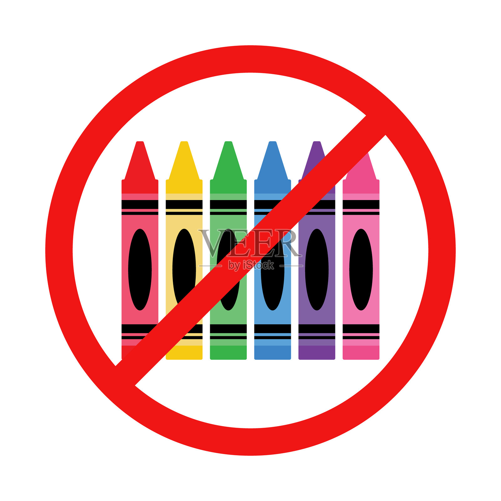 白色背景上的禁止使用蜡笔标志插画图片素材