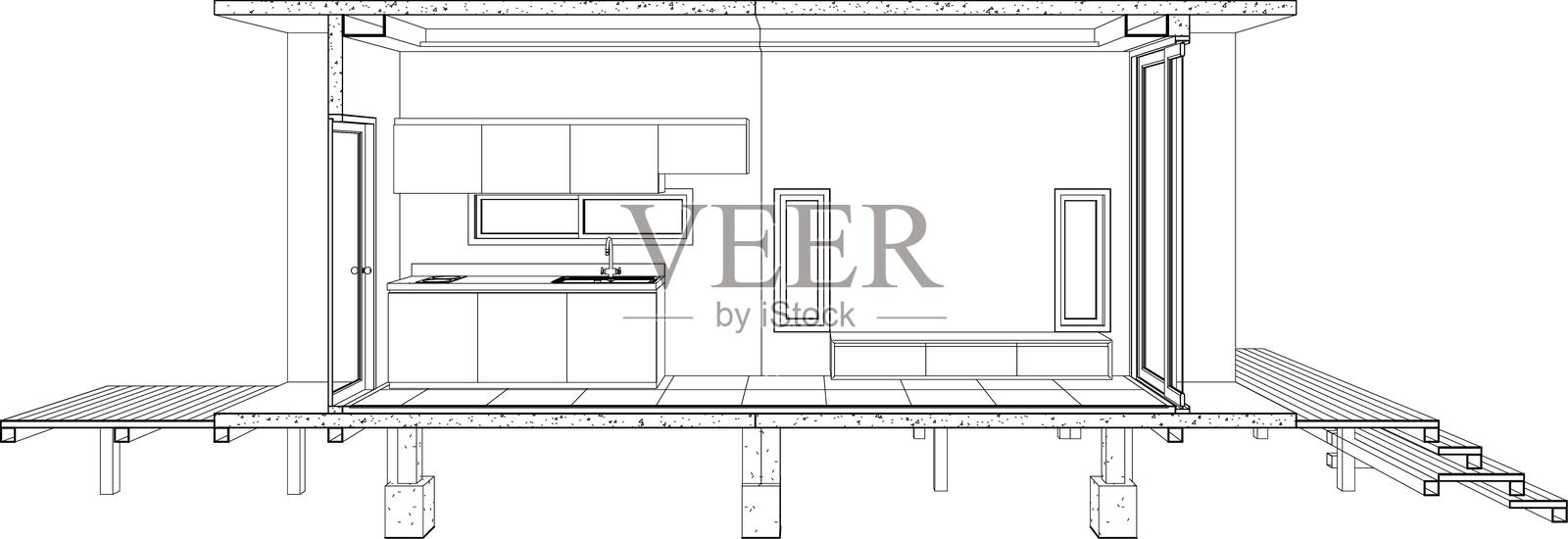 住宅项目的3D插图插画图片素材