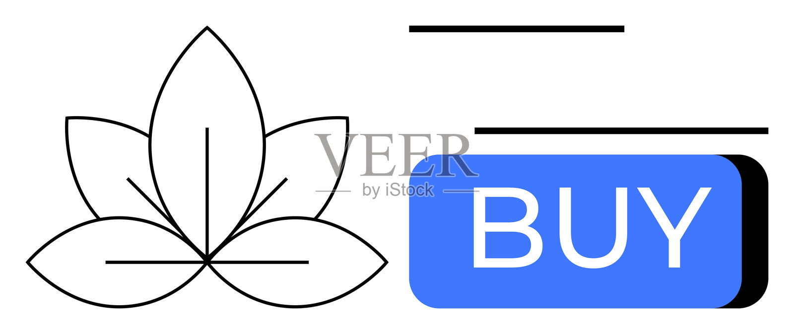 简洁明了的电子商务购买按钮,带有叶子图标,适用于在线购买交易插画图片素材
