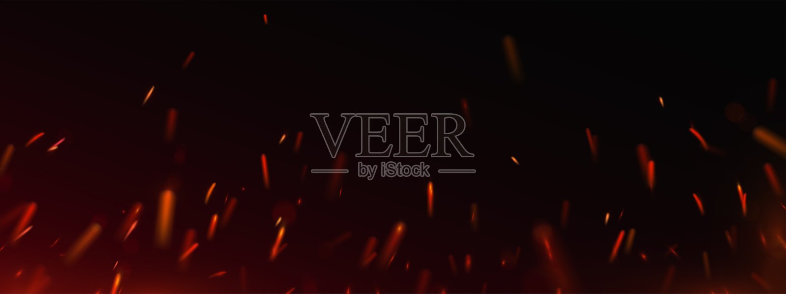 燃烧的火花和闪烁的余烬飞舞而起。插画图片素材