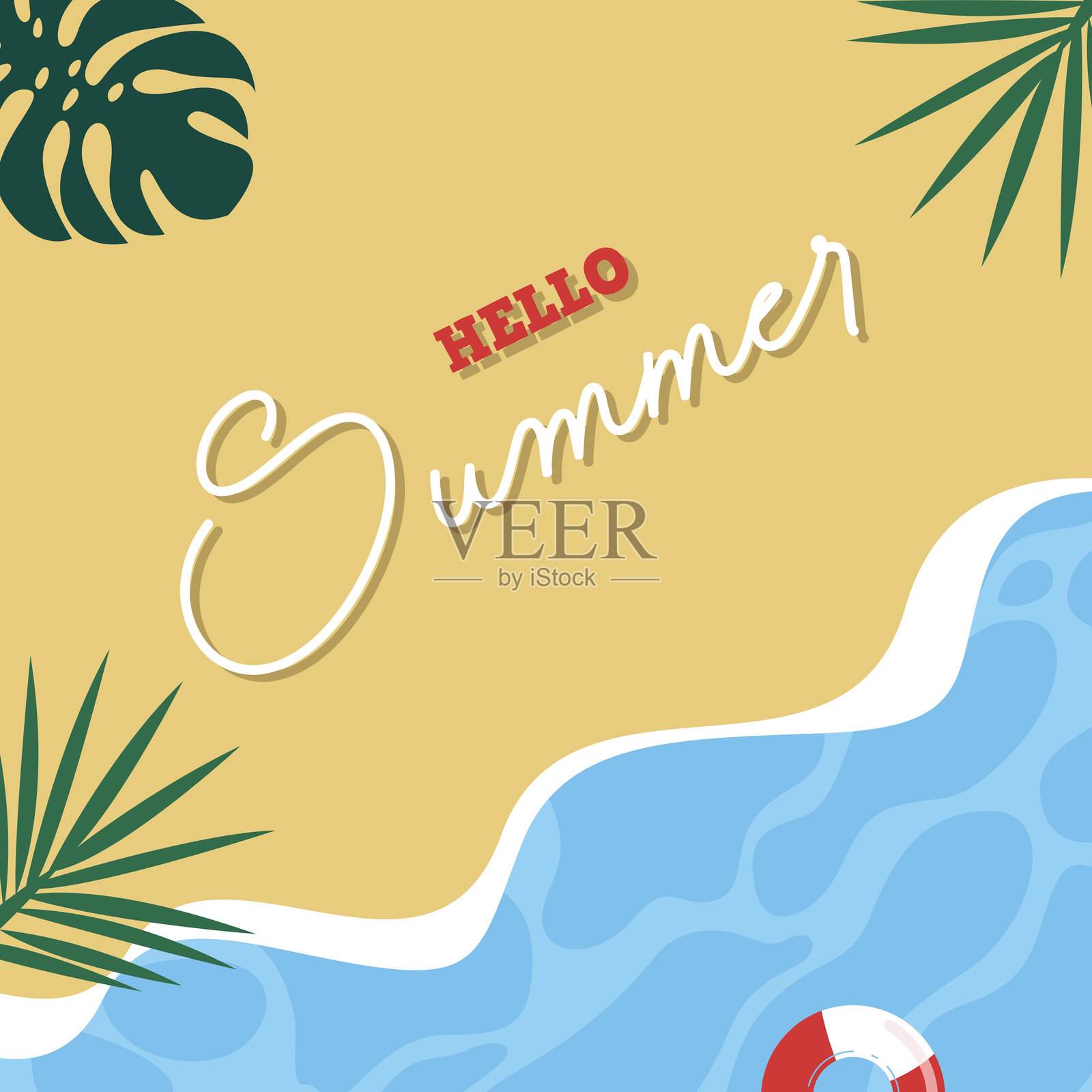 夏季海滩背景插图插画图片素材