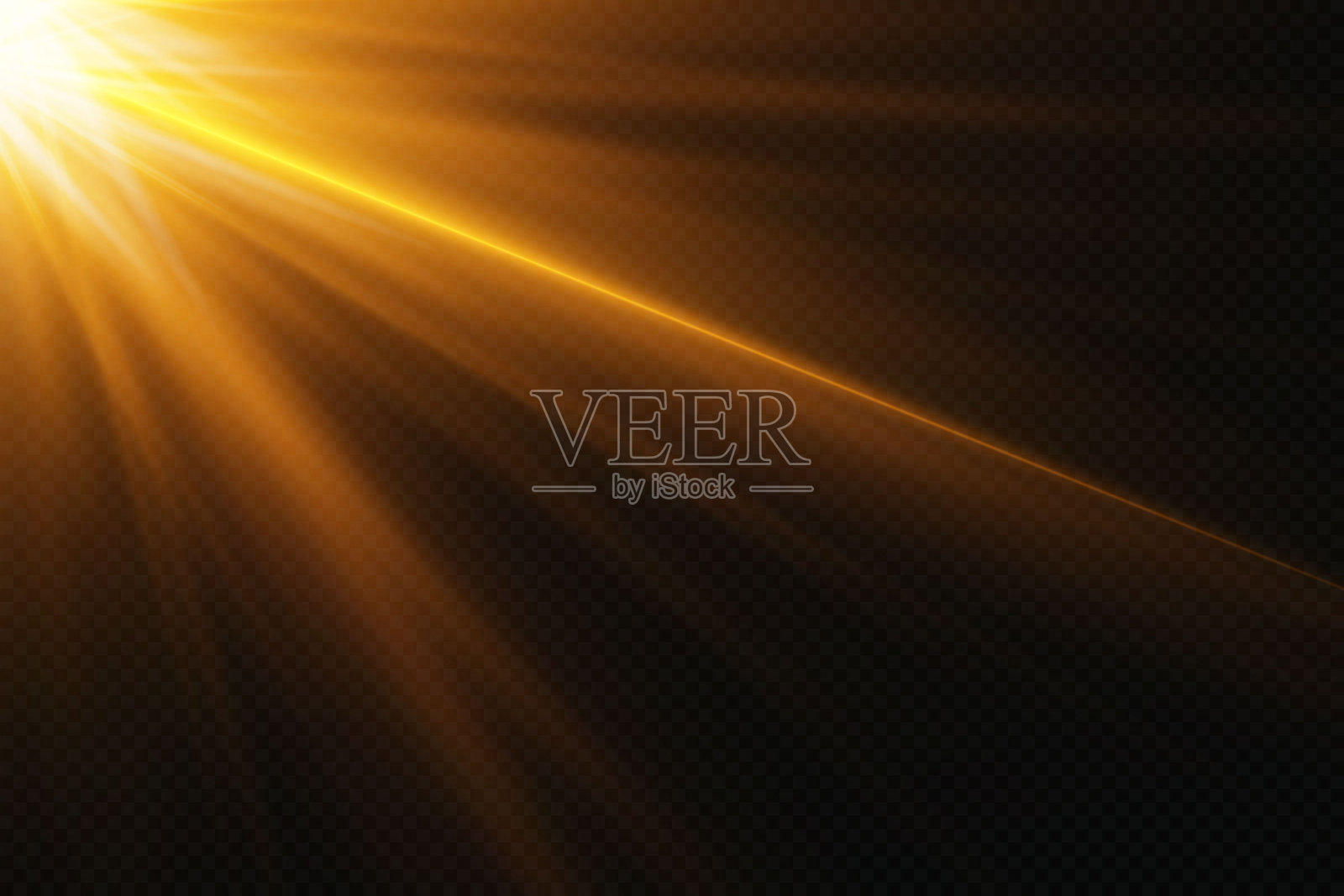 聚光灯和星光射线的金色光效。插画图片素材