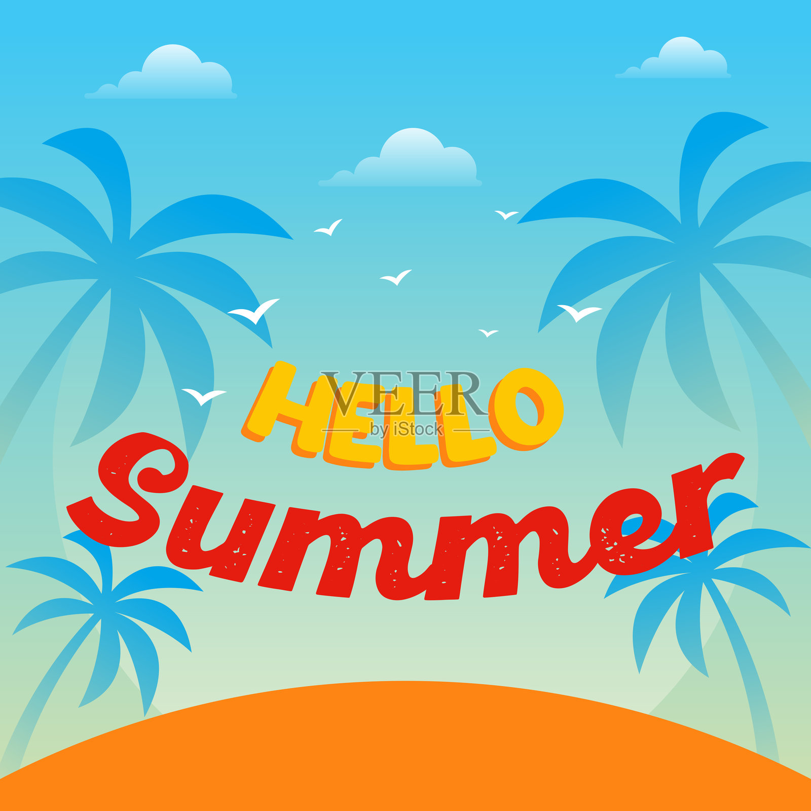 夏季海滩背景插图插画图片素材