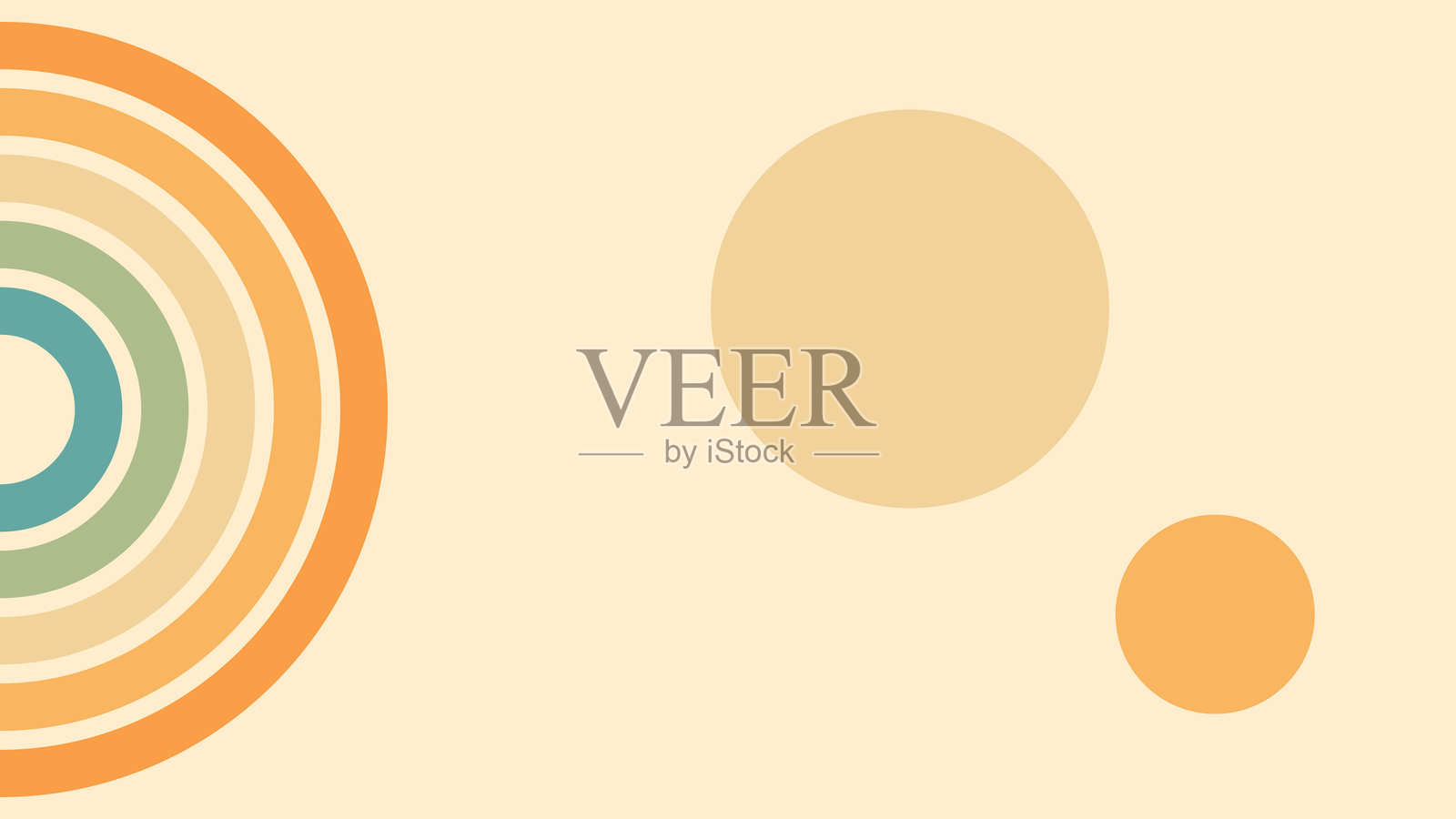 1970年代嬉皮复古风格的彩虹和太阳抽象背景,波浪线设计。矢量图案可用于布料、纺织品、包装等。插画图片素材