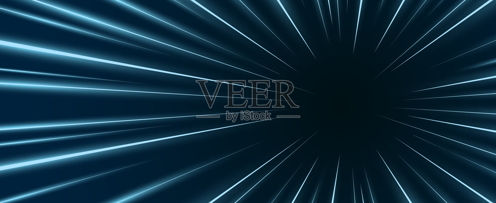 未来感的运动光线。明亮的径向速度线从右侧中心爆发,形成超空间旅行效果。非常适合动作、科幻、能量爆发或赛车主题。插画图片素材