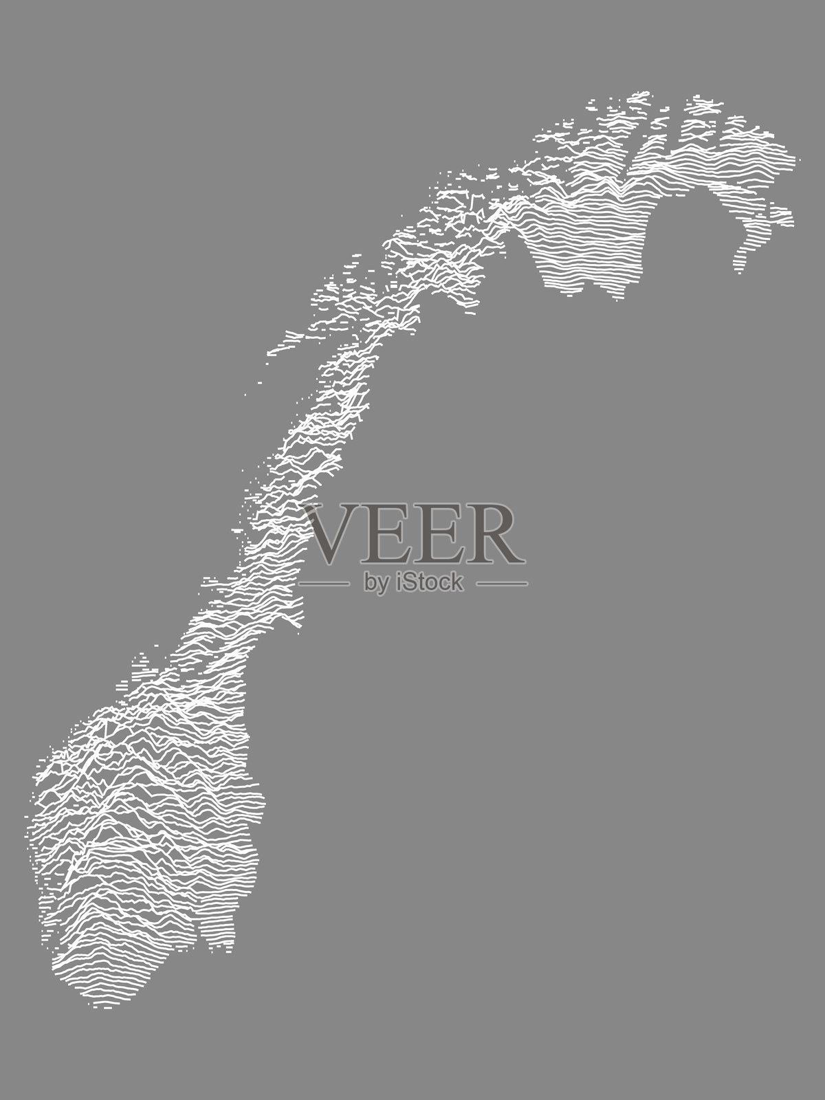 挪威的详细浮雕地形图插画图片素材