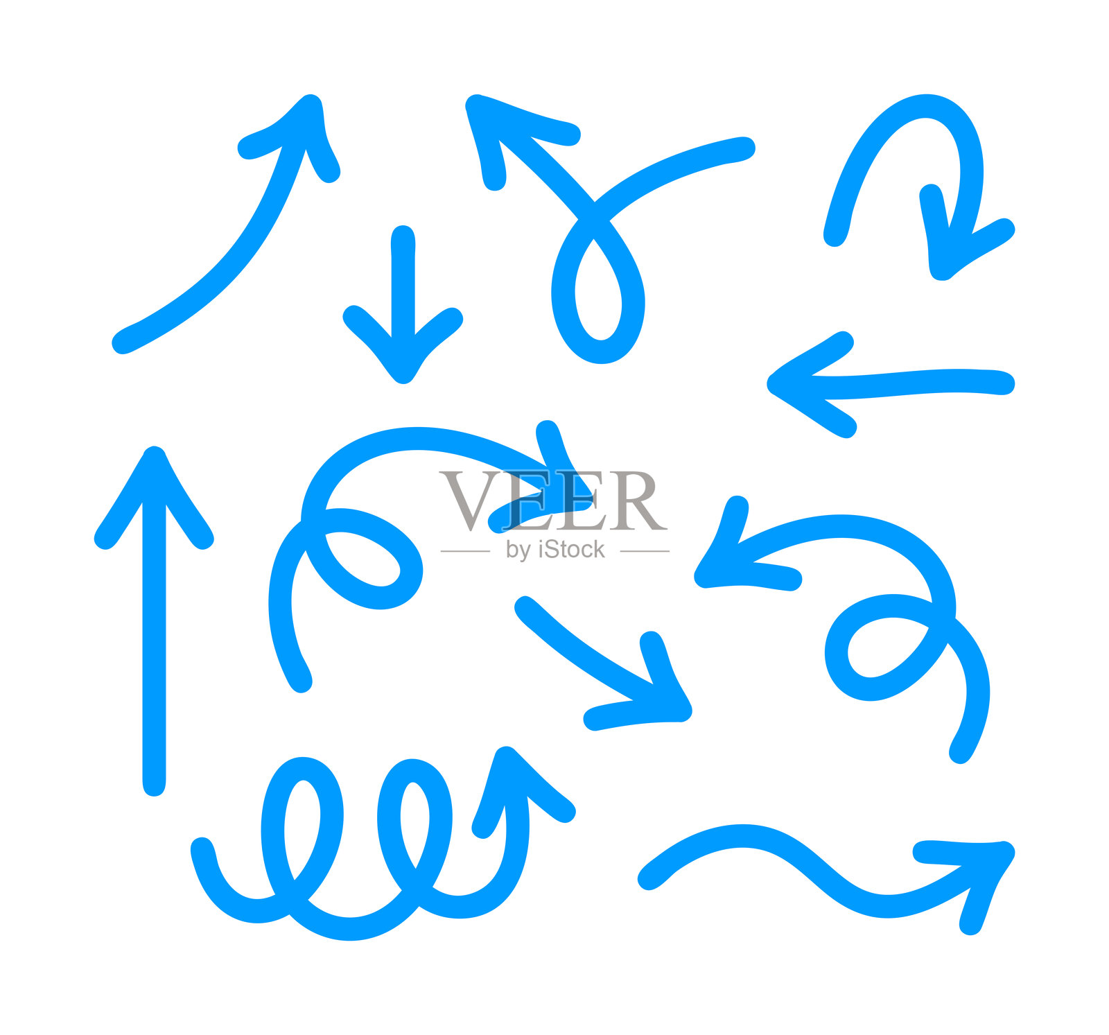 手绘箭头线条标记插画图片素材