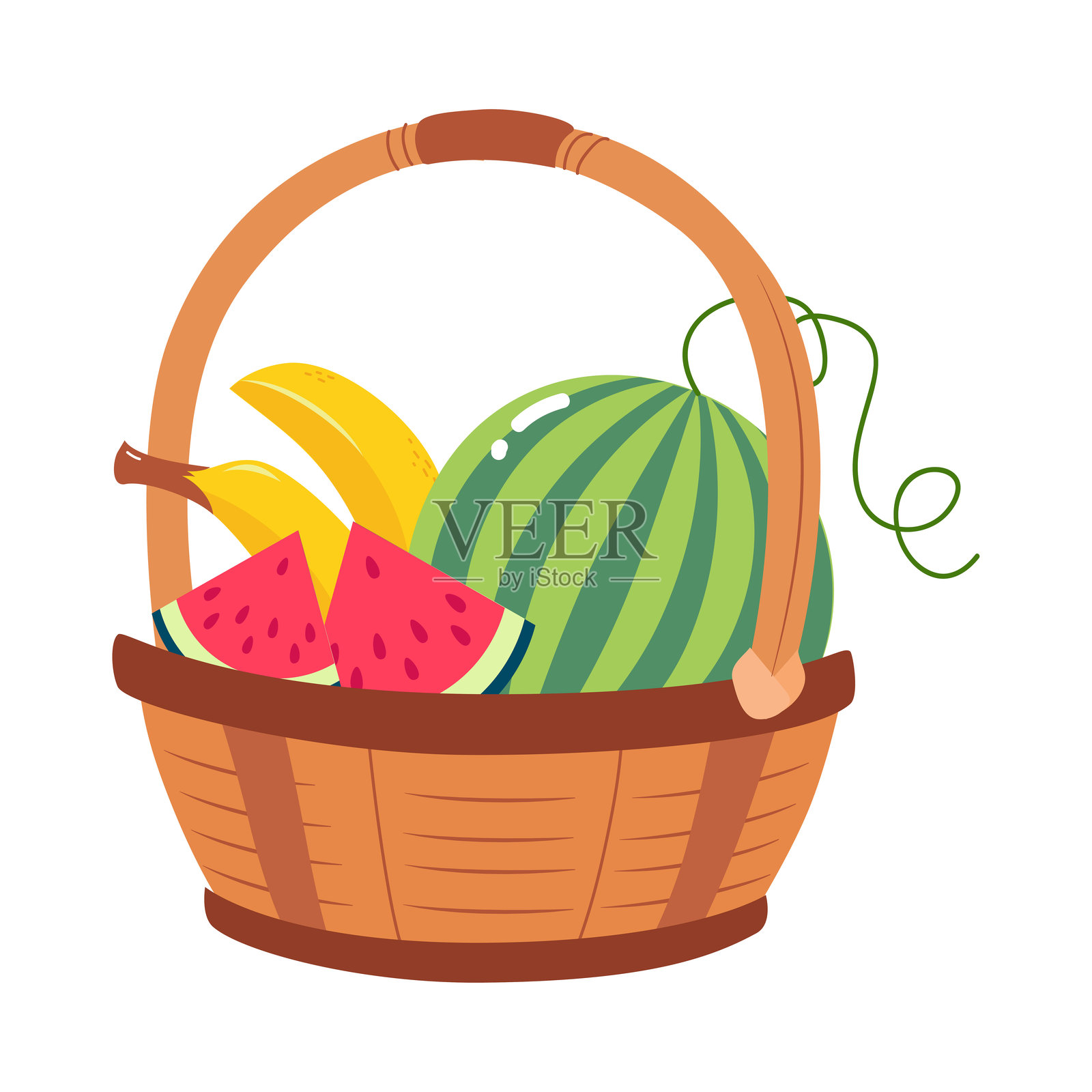 装满成熟农作物的收获篮矢量插图插画图片素材