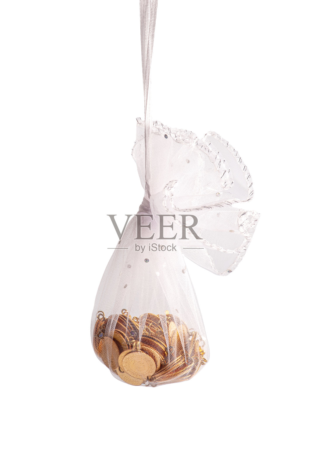 一袋四分之一盎司的金币照片摄影图片