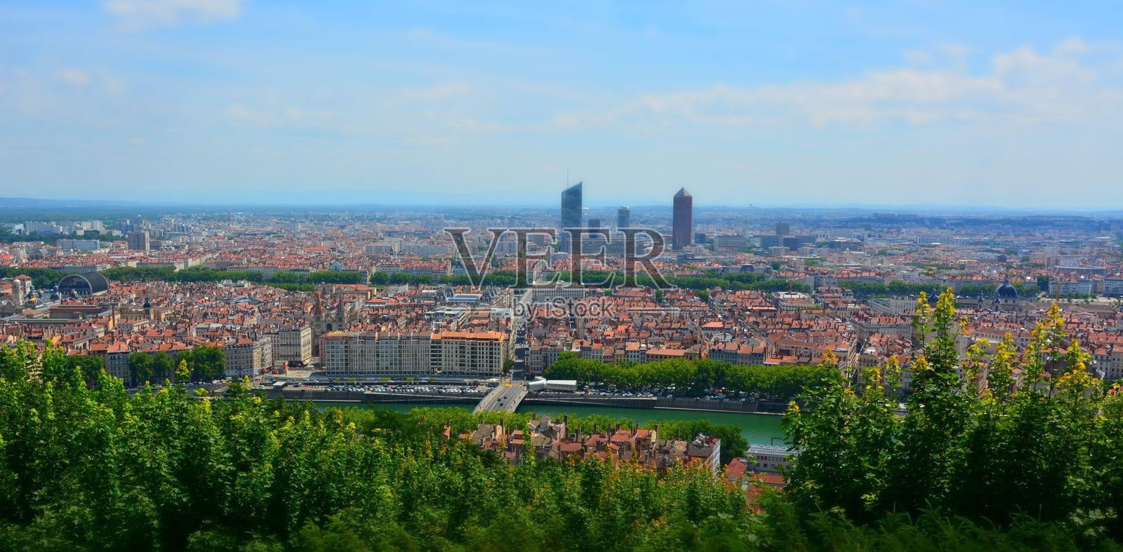 法国里昂的鸟瞰图。照片摄影图片