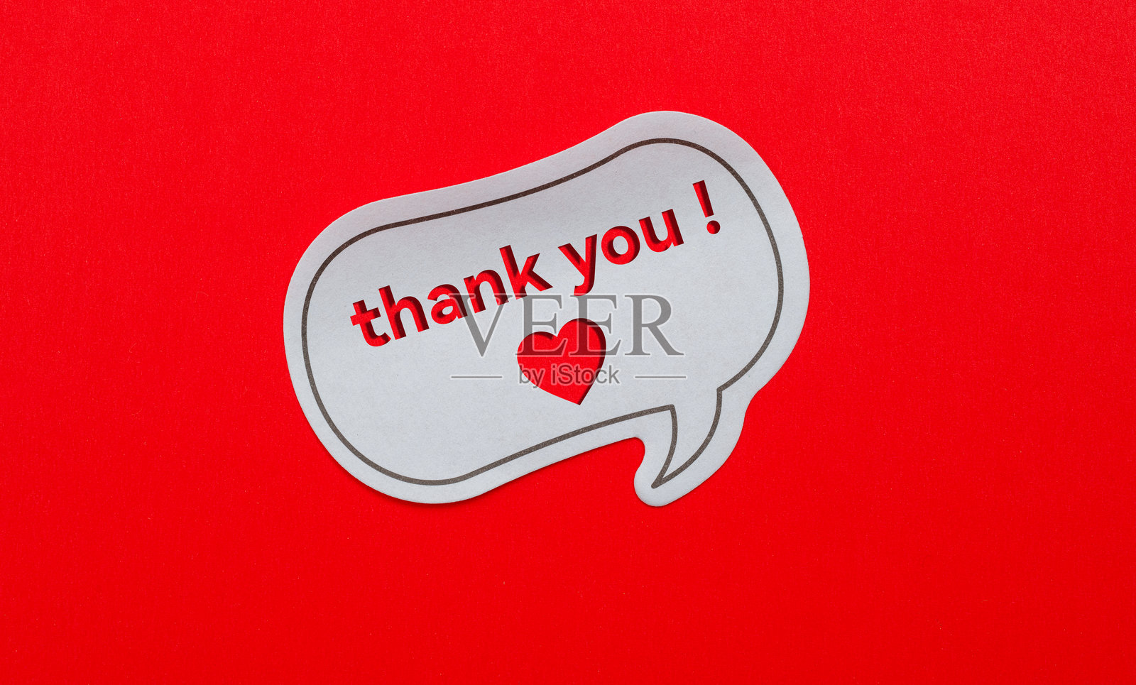 带有感谢和心形的对话气泡照片摄影图片