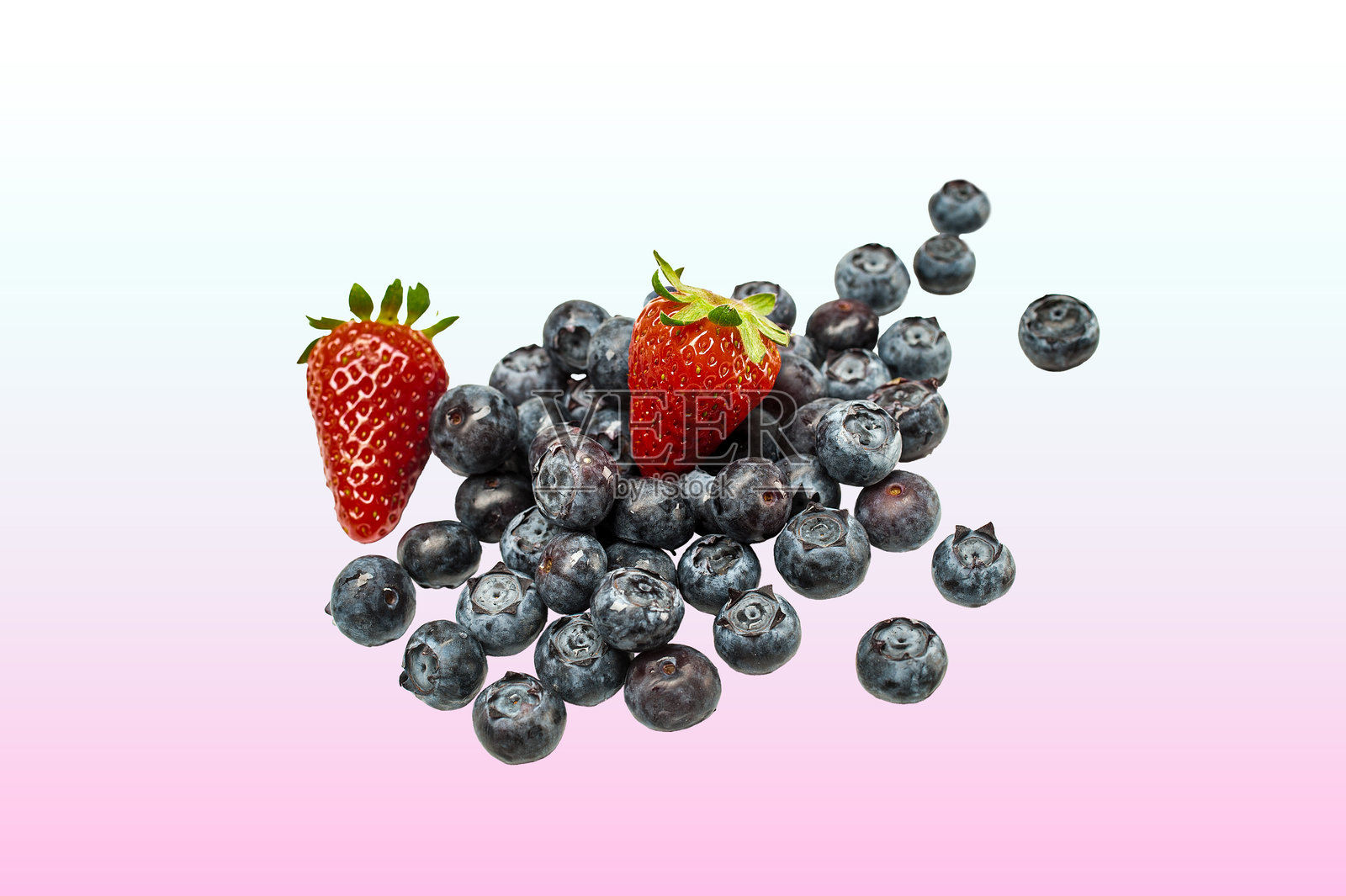 蓝莓孤立在彩绘背景上照片摄影图片