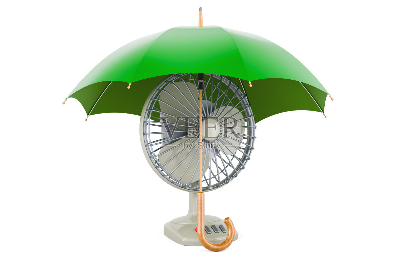 伞下的台扇。3D渲染照片摄影图片