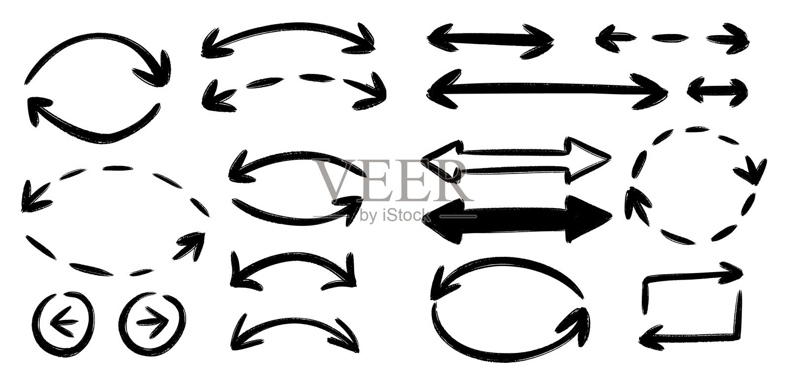一组双向箭头插画图片素材