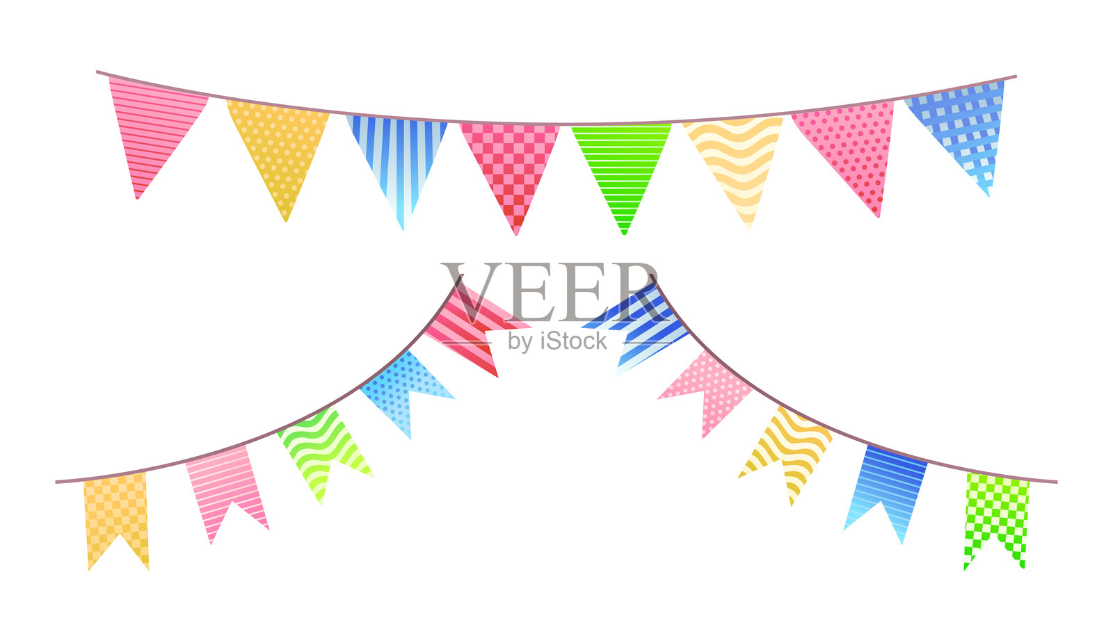五彩缤纷的节日彩旗串,矢量插图插画图片素材