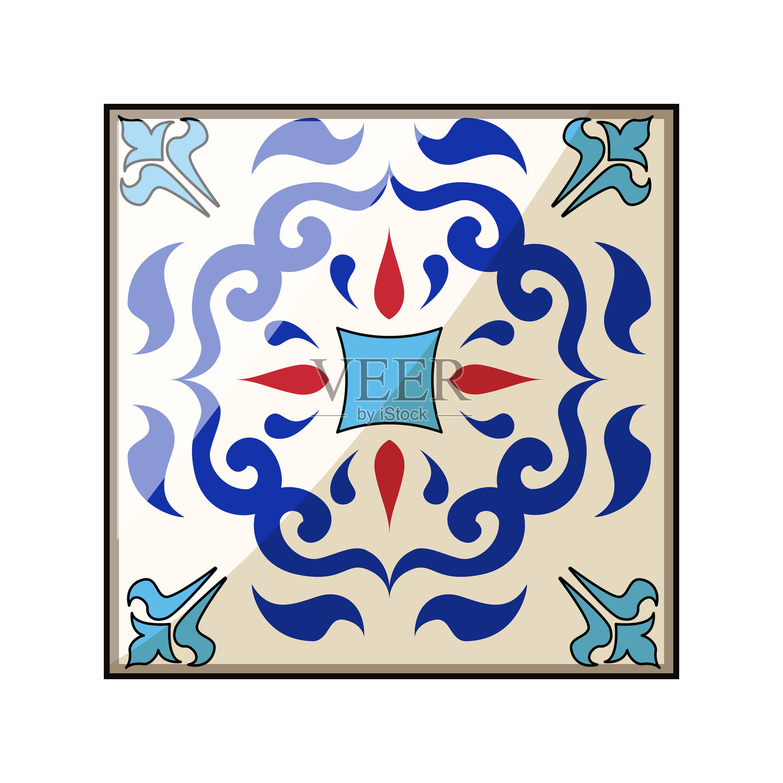 色彩斑斓的阿拉伯马赛克瓷砖卡通矢量插图插画图片素材