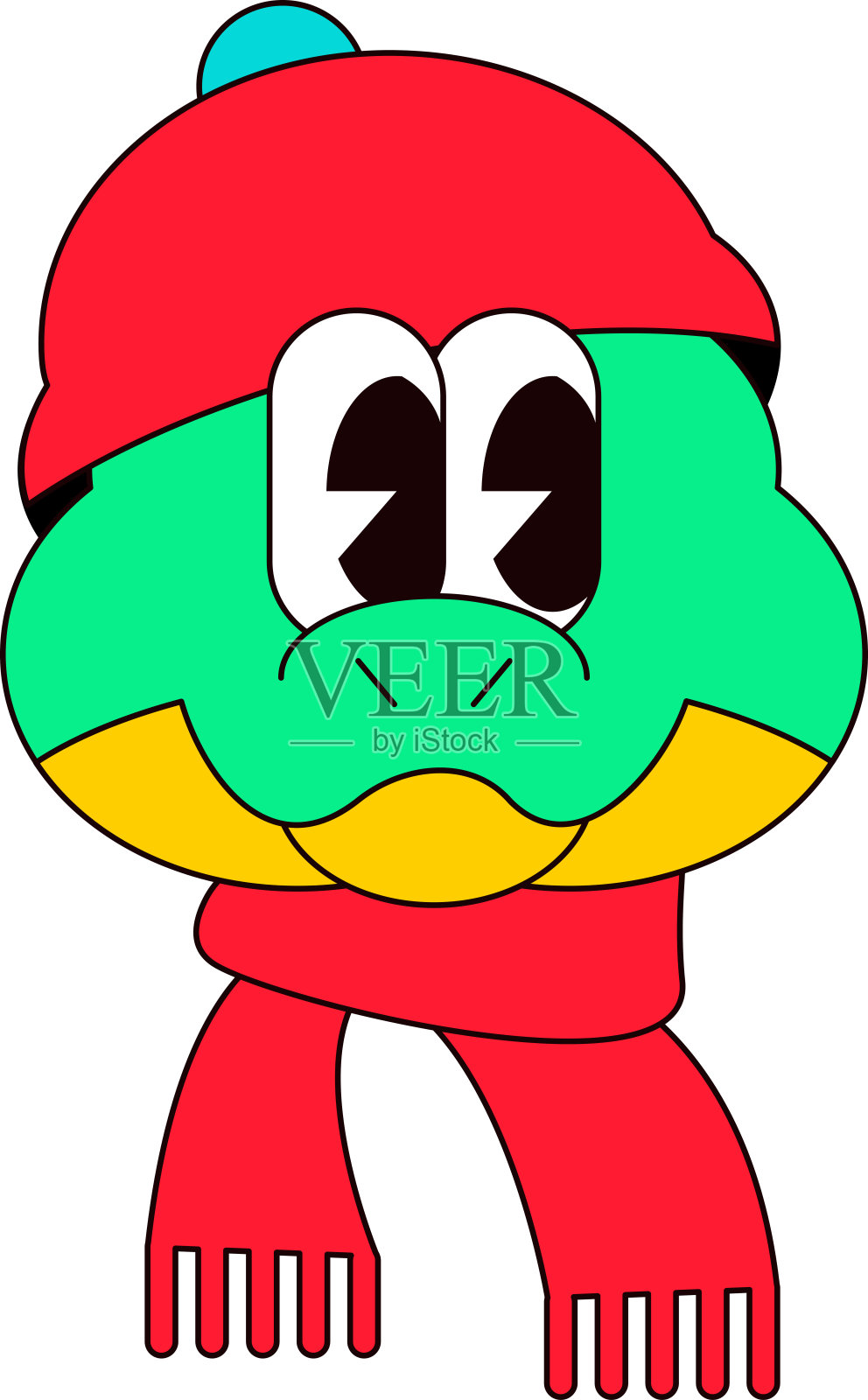 微笑的蛇头新年复古Y2K贴纸插画图片素材