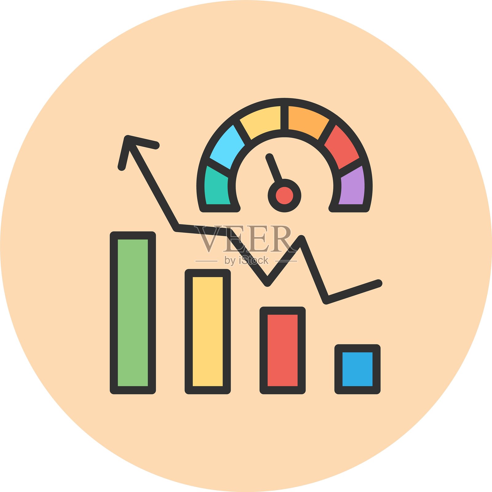 增长线填充圆圈插画图片素材