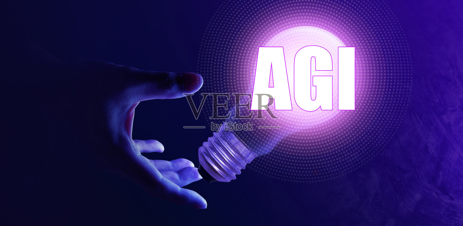 带有灯泡的AGI概念照片摄影图片