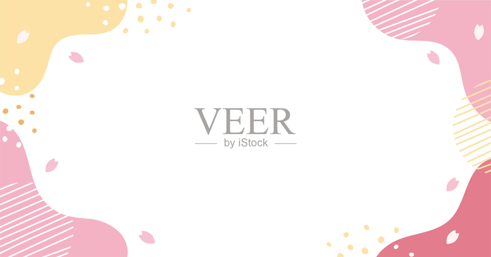 时尚的弯曲框架与春天的图像插画图片素材