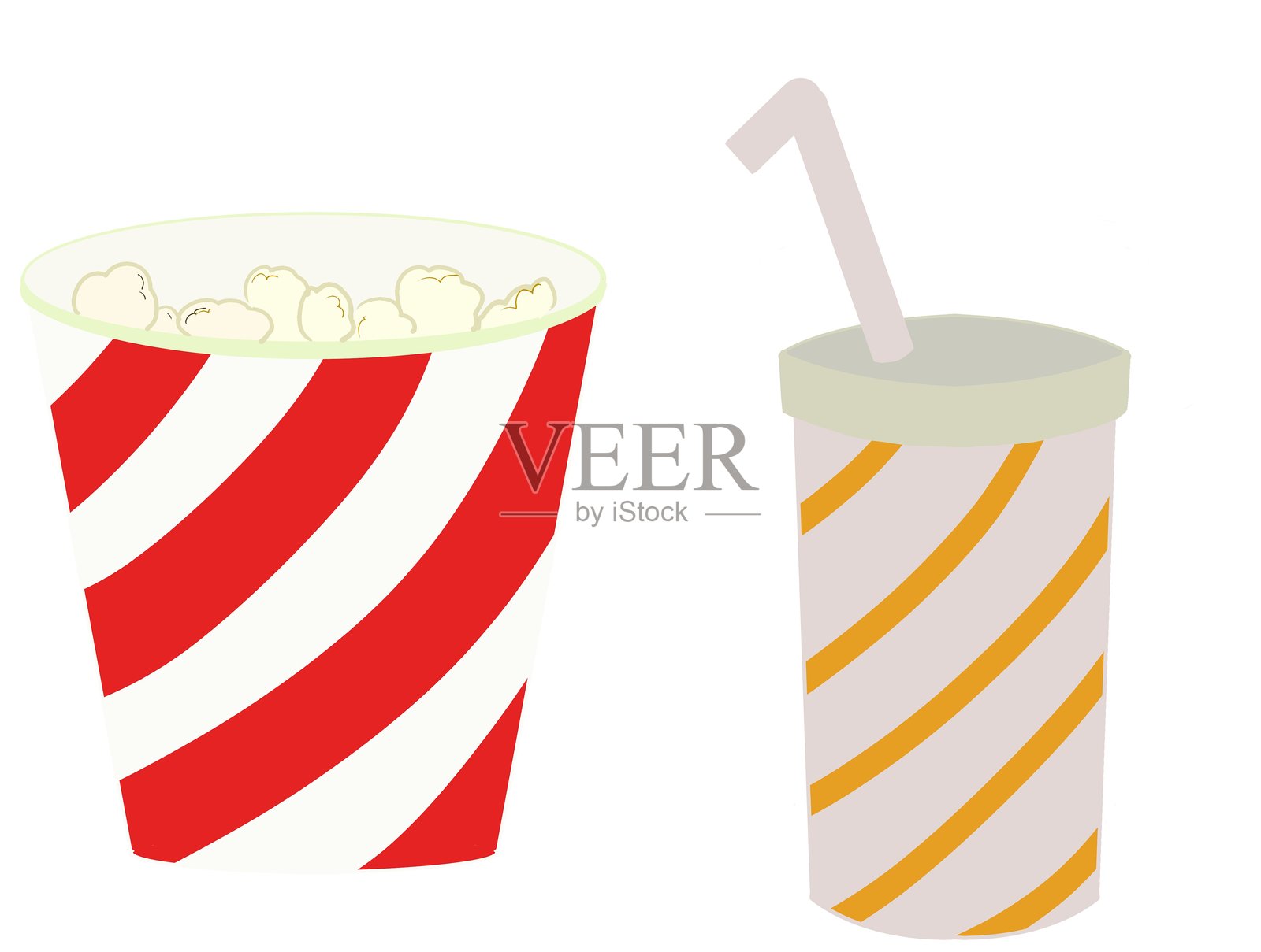 爆米花和饮料套装插画图片素材