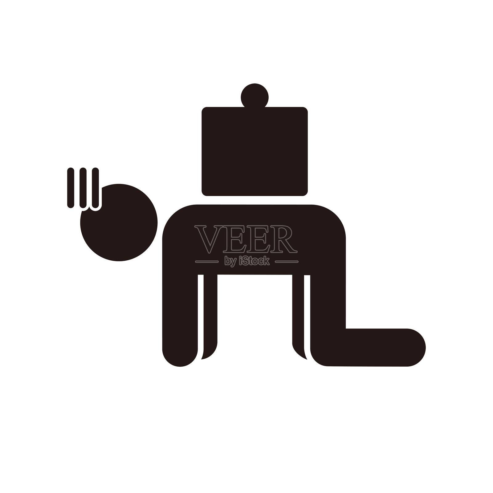 一个人跪在地上,背负重物的象形图标。插画图片素材