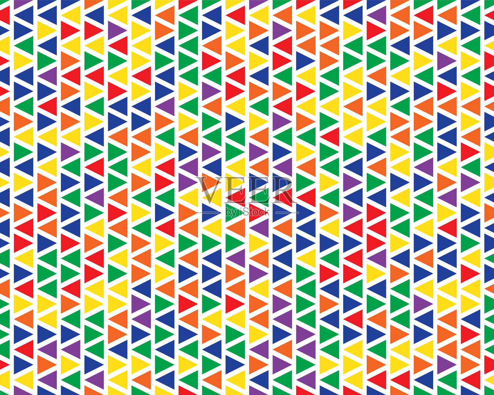 充满活力的大胆图案,白色背景上的彩色三角形,现代几何设计,吸引眼球且令人愉悦。非常适合用作背景、纺织品或网页设计。插画图片素材