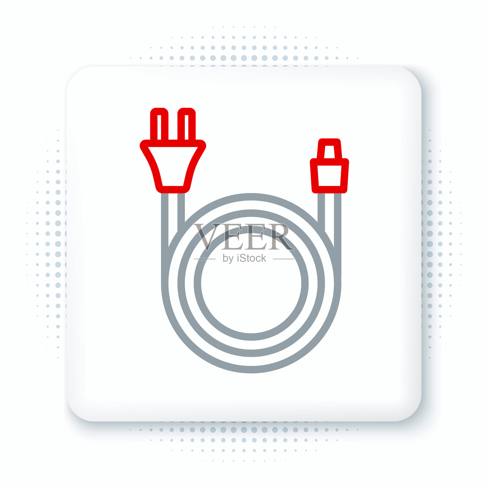 电插头图标,孤立于白色背景。电力连接与断开的概念。彩色轮廓概念。矢量图。插画图片素材