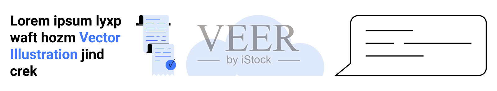 云存储概念,包含文档、聊天气泡和下载图标元素插画图片素材