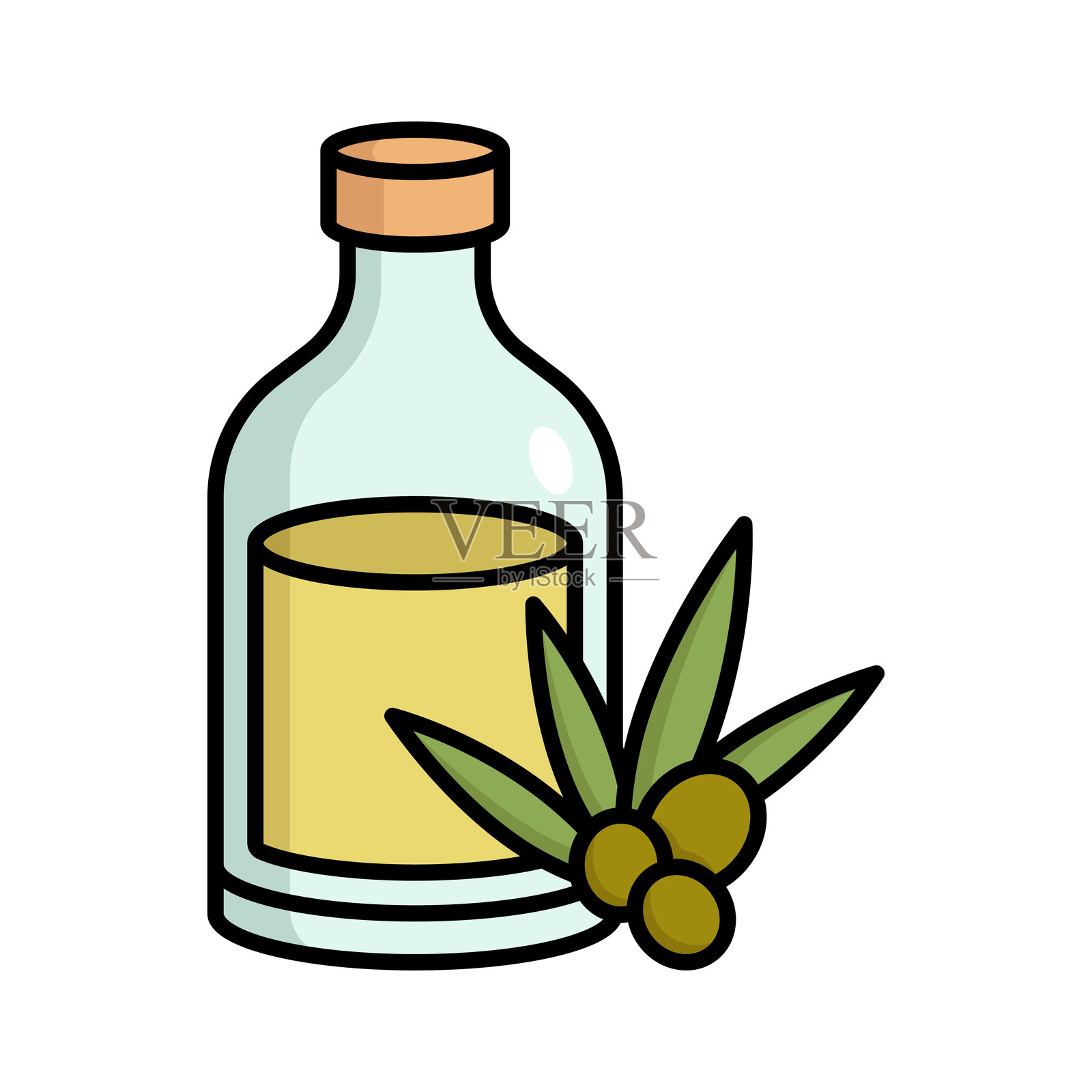 橄榄油瓶图标矢量设计模板,简单而干净插画图片素材