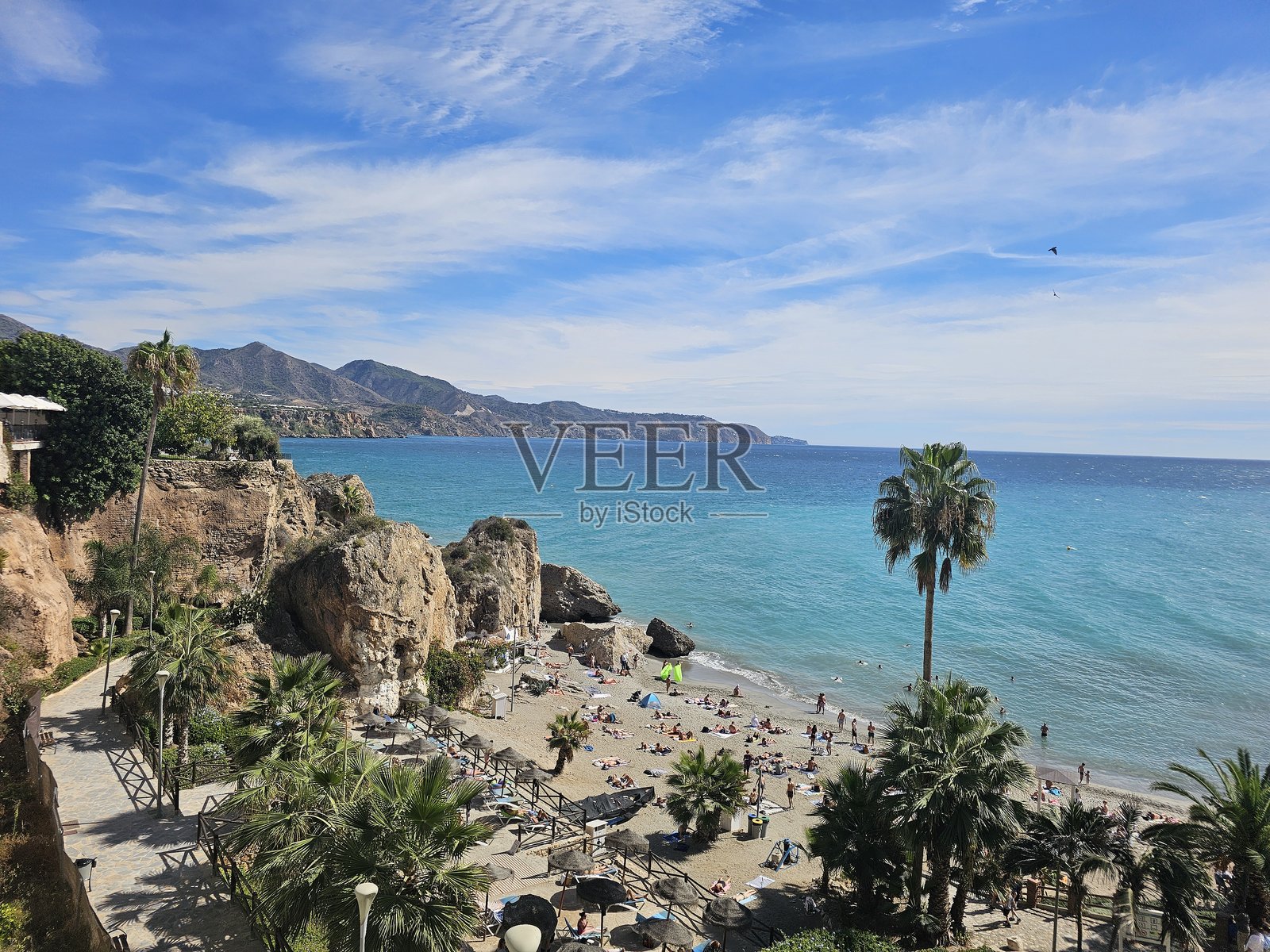 西班牙安达卢西亚马拉加的内尔哈镇景观照片摄影图片