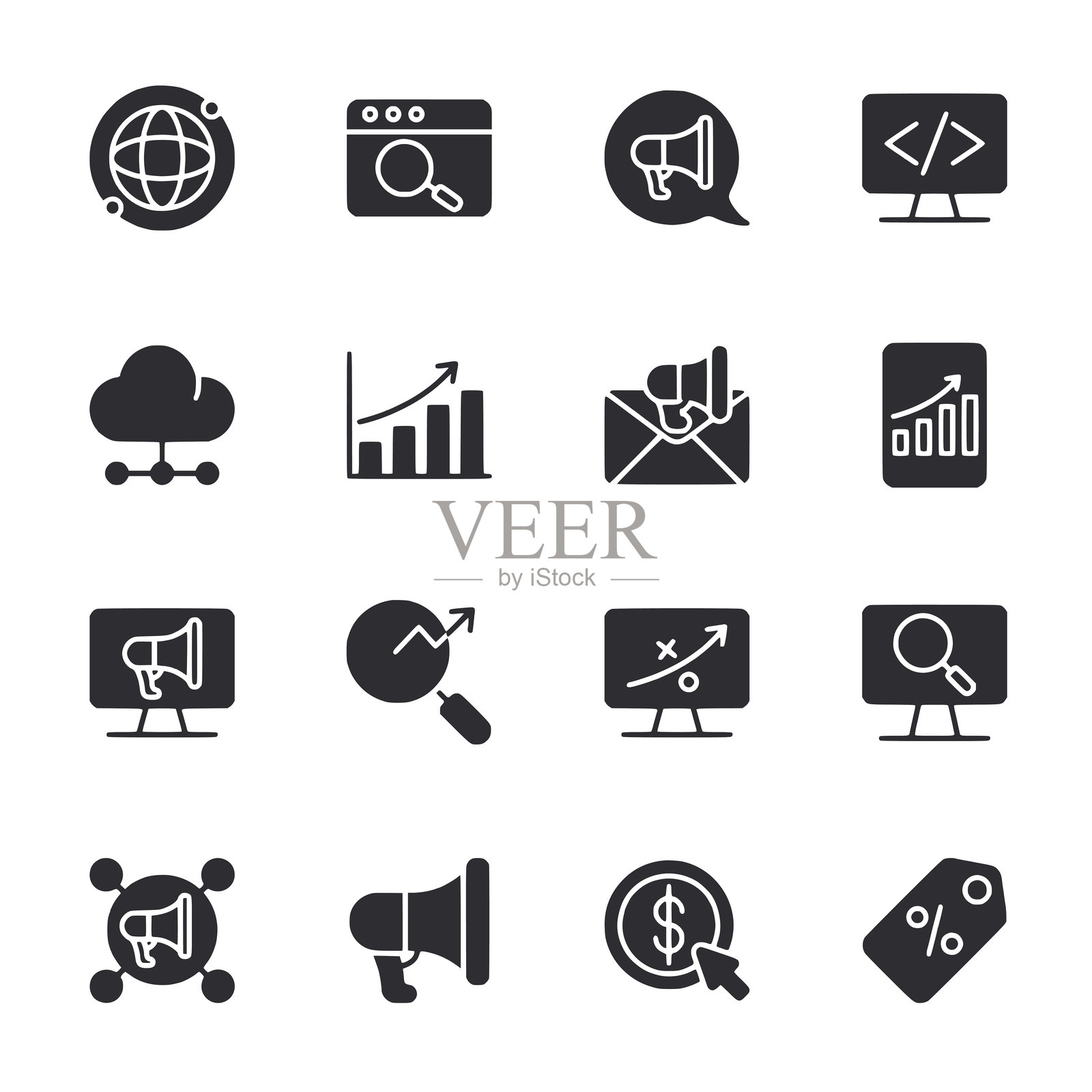 一组计算机显示器图标插画图片素材