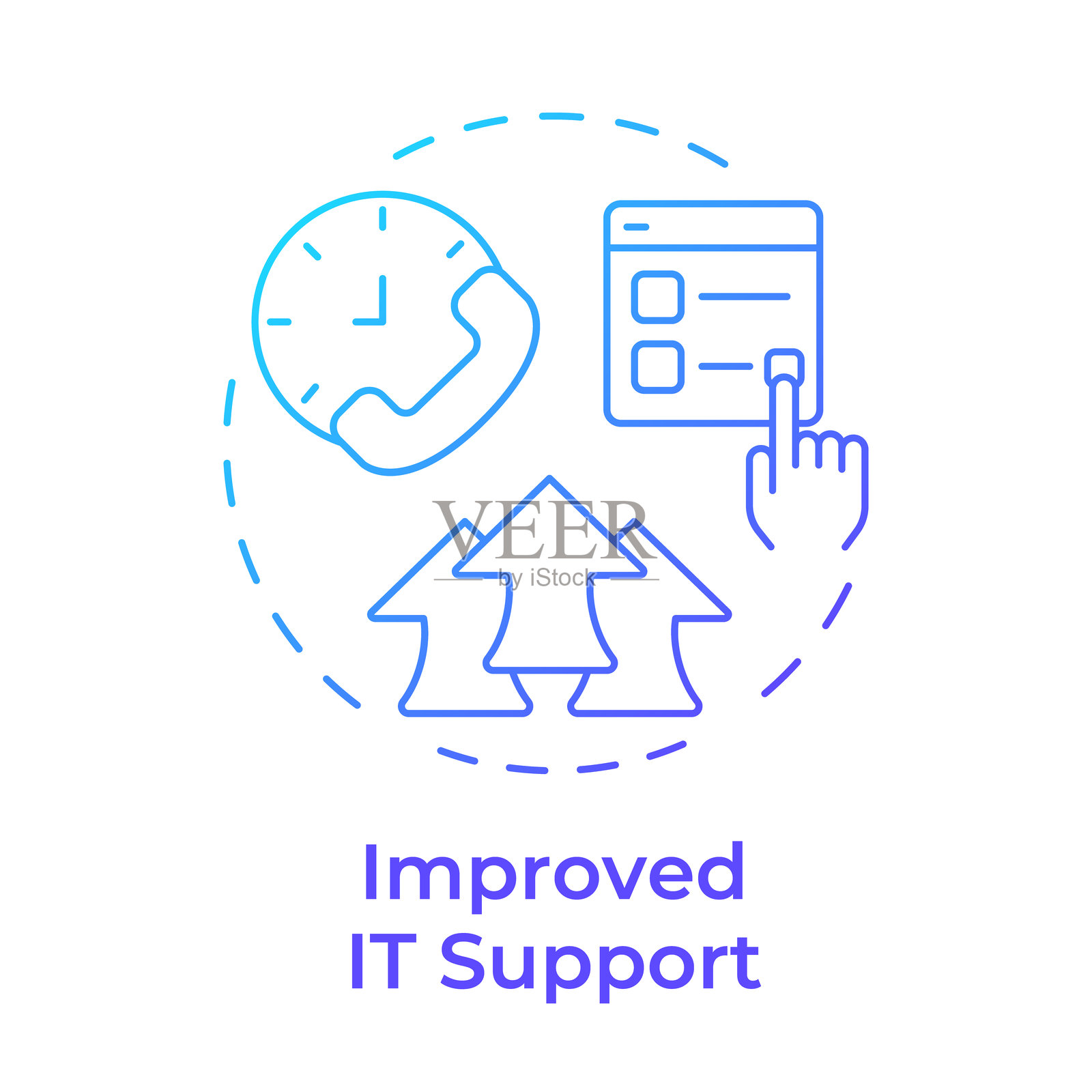改进的IT支持蓝色渐变概念图标插画图片素材