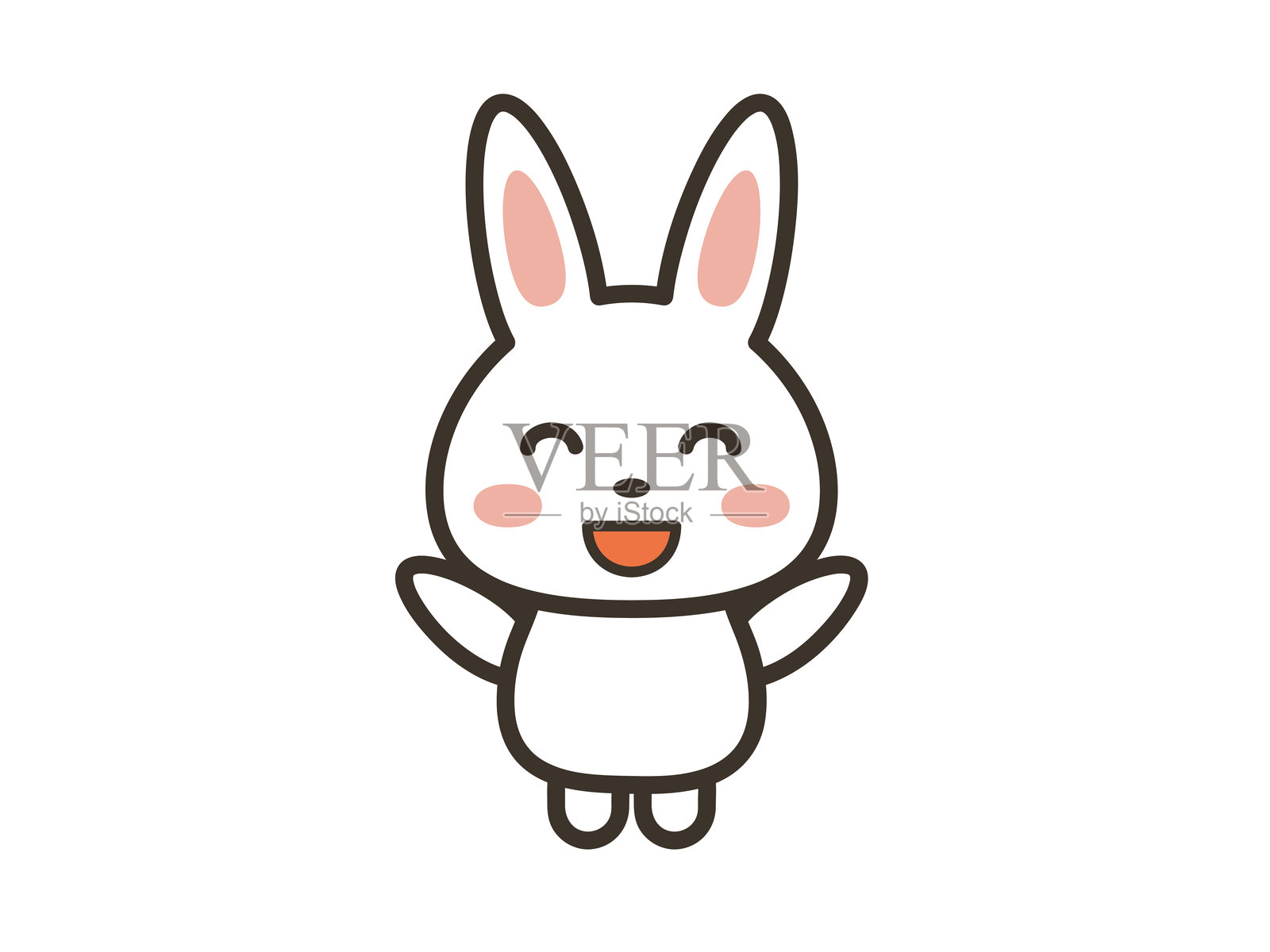 一只可爱的兔子欢呼雀跃的插图插画图片素材
