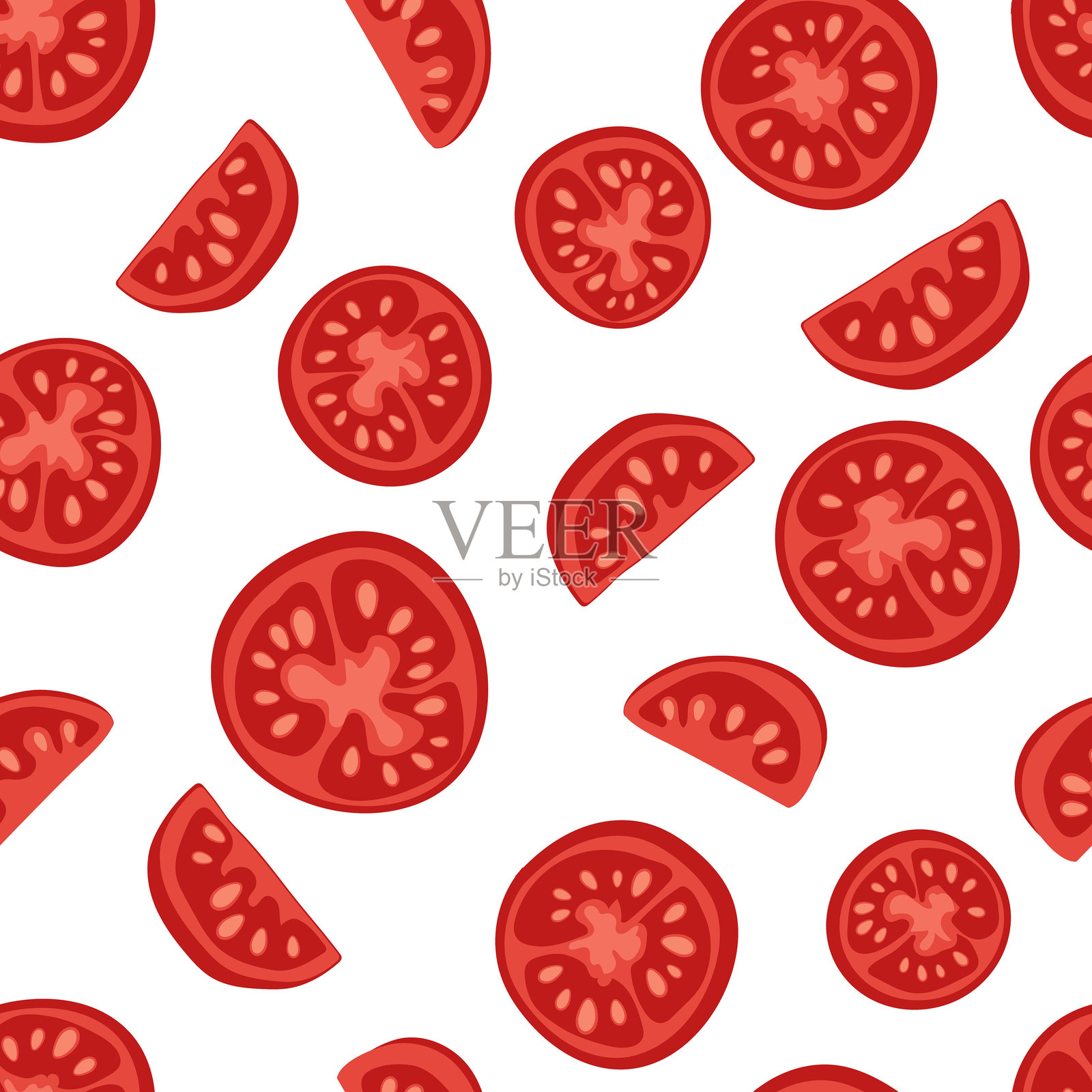 无缝番茄切片背景图案插画图片素材
