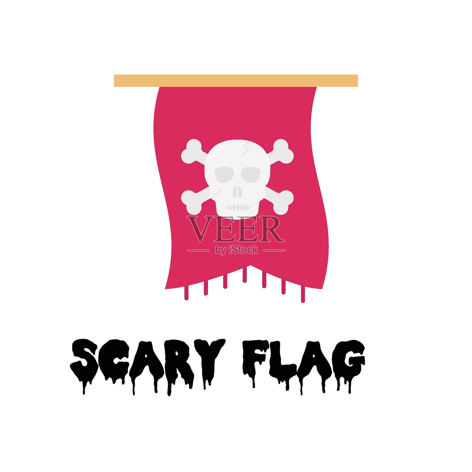 万圣节旗帜扁平矢量图标,易于修改或编辑插画图片素材