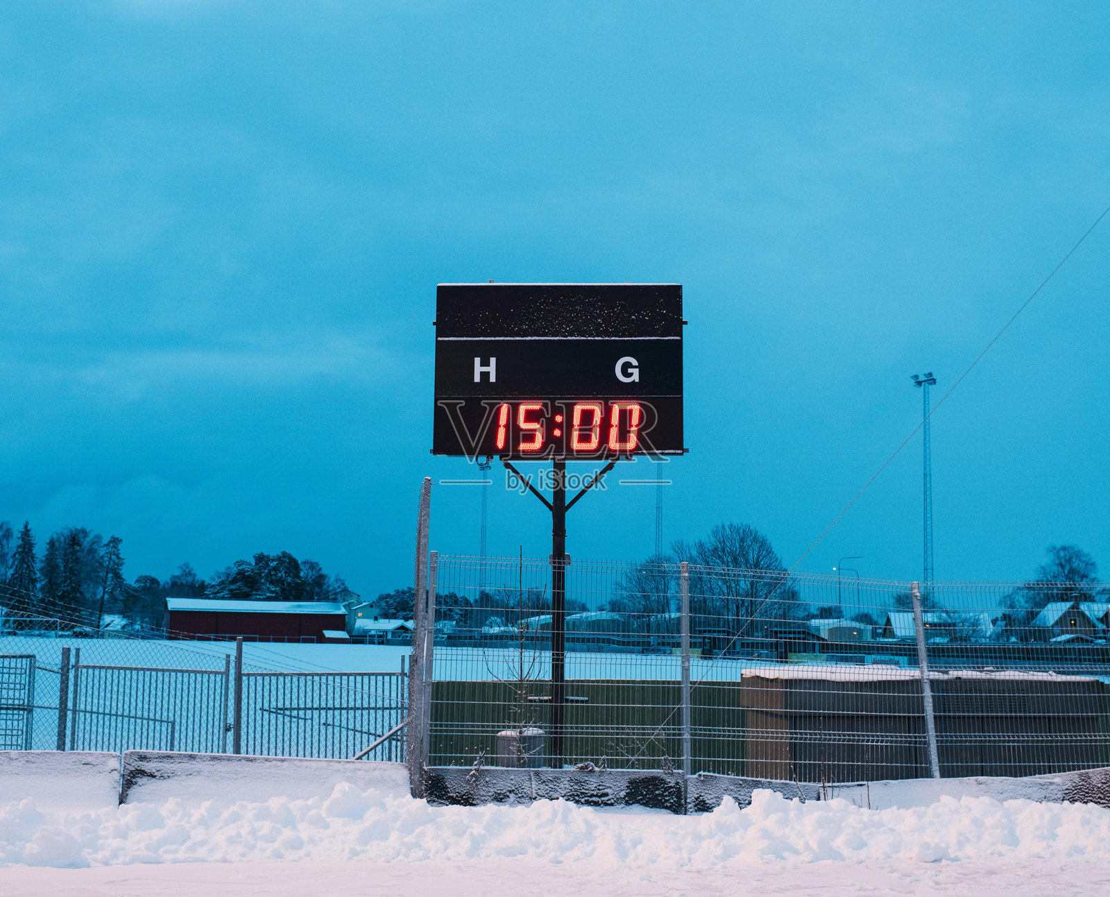 瑞典户外冰场上的巨型记分牌照片摄影图片