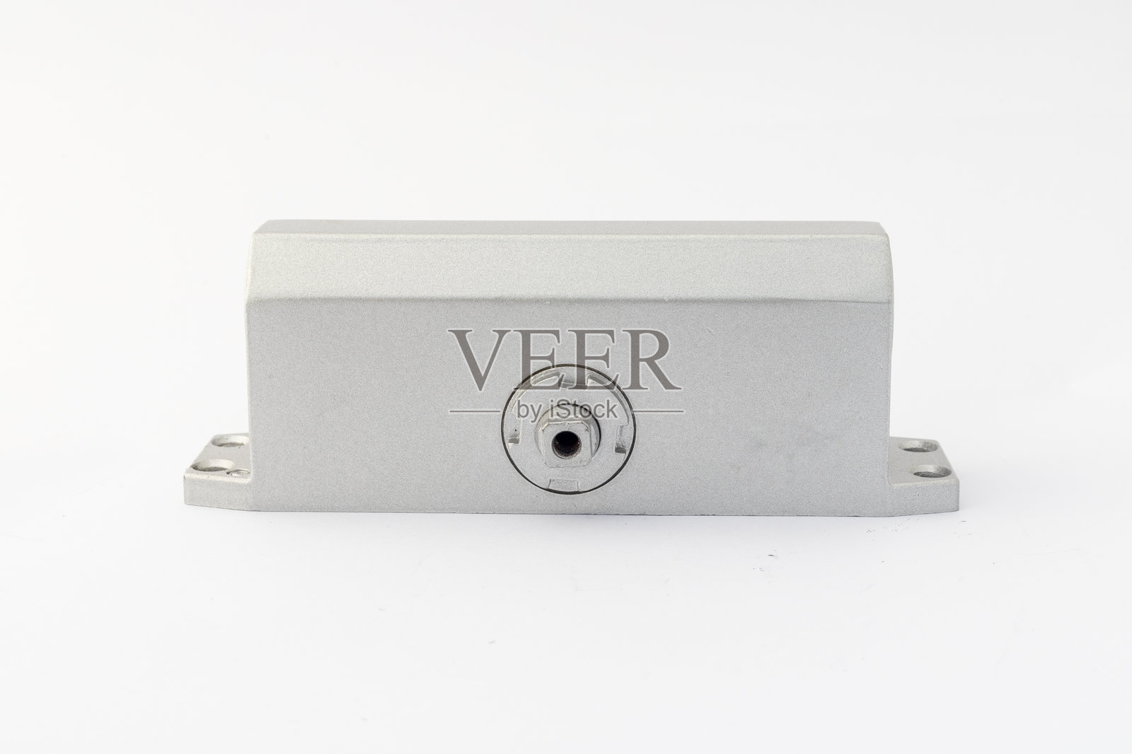 重型液压门闭合器主体单元,白色背景隔离照片摄影图片