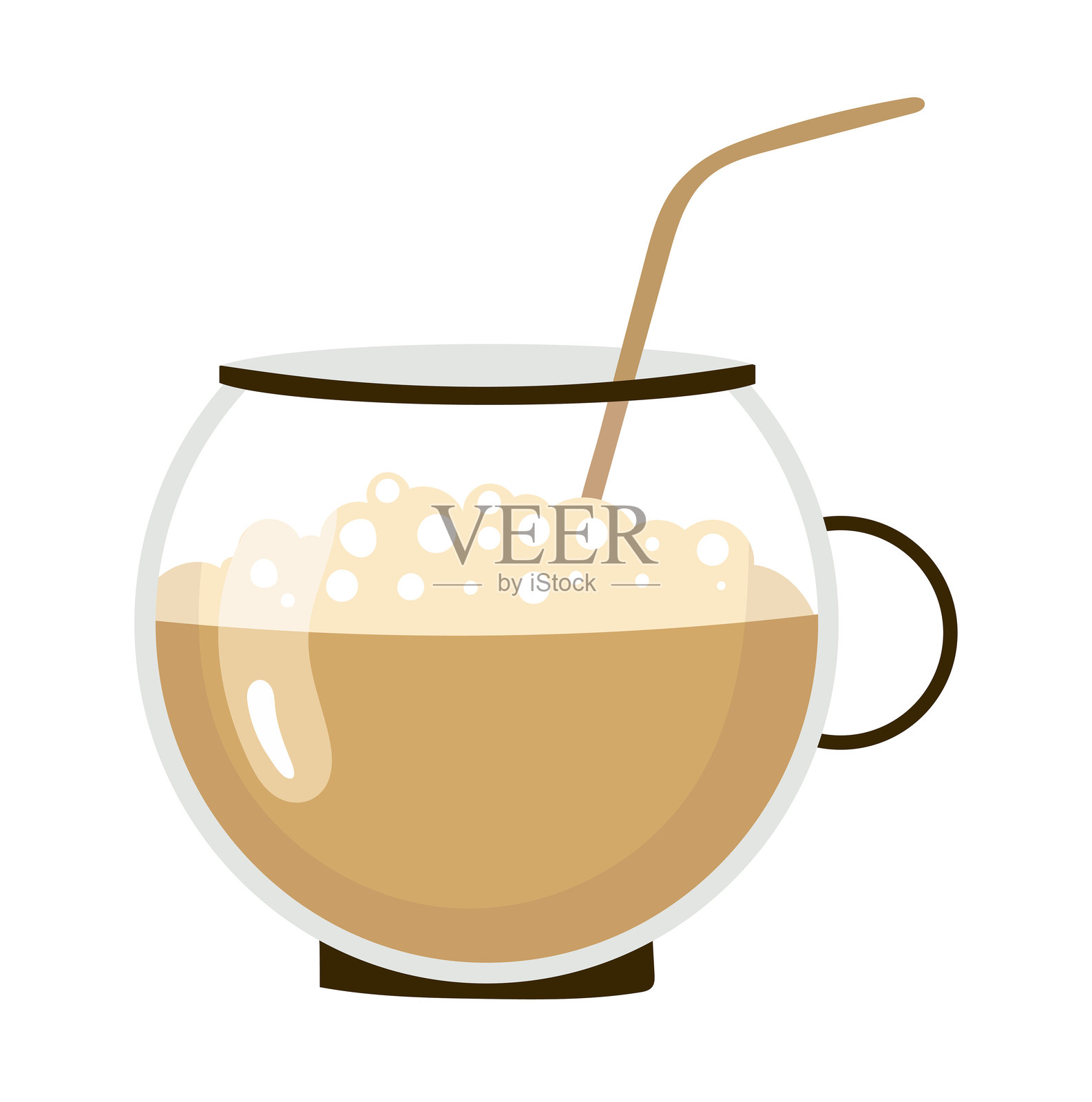 泡泡咖啡。扁平矢量,剪贴画插图,孤立在白色背景上。插画图片素材