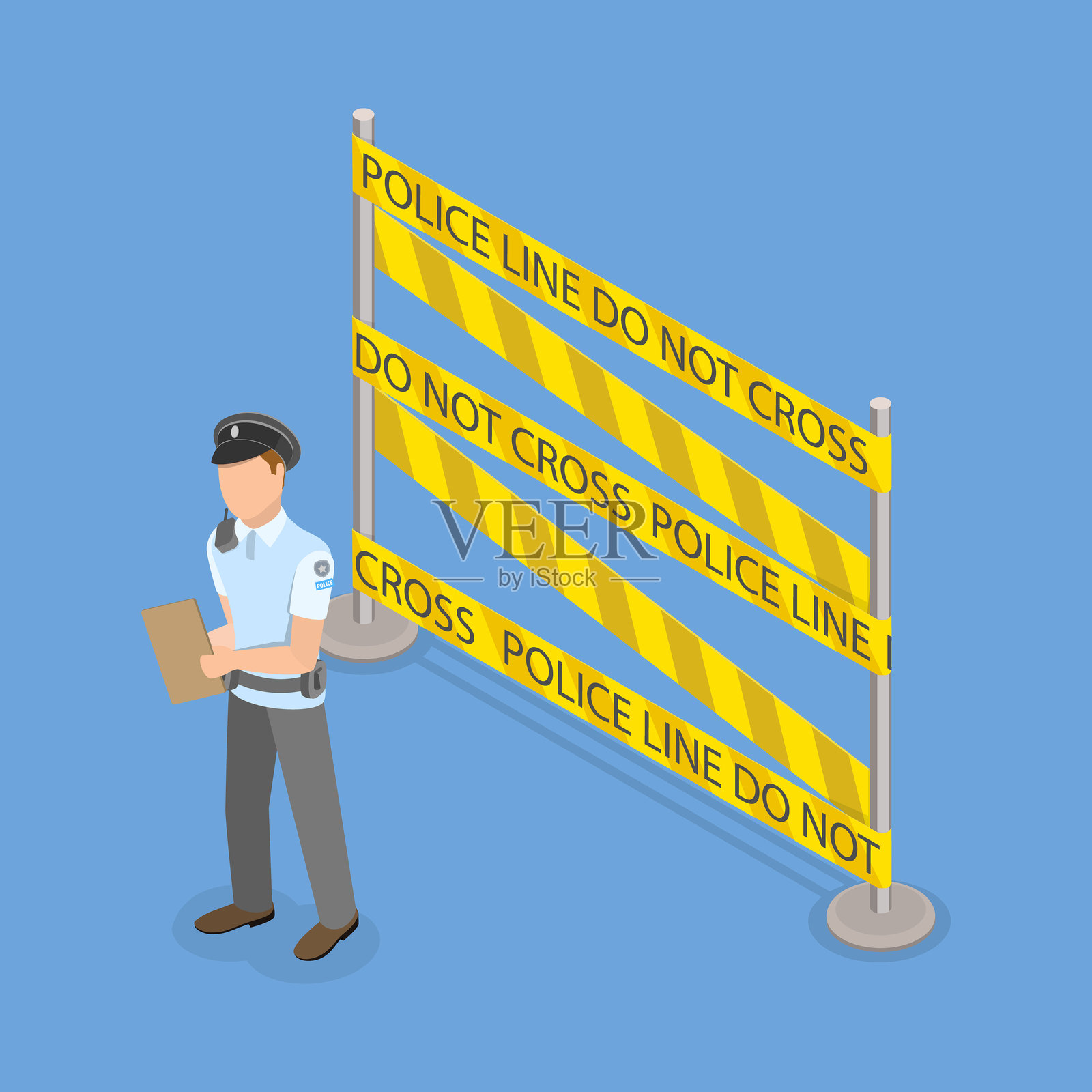 带有黄色胶带的3D等距平面矢量插图区域插画图片素材