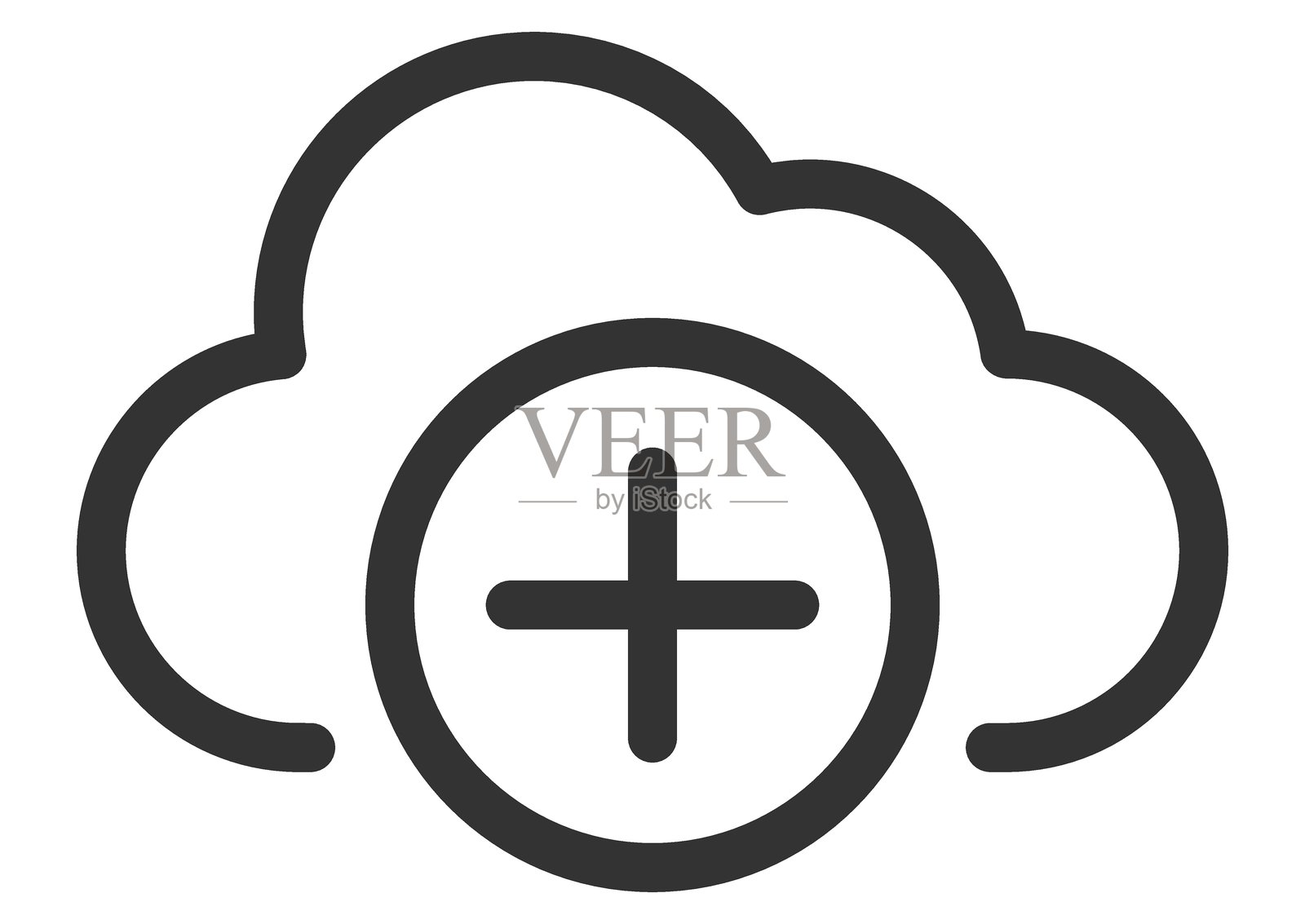 技术图标矢量云计算连接。大数据全球服务器。线条设计符号。插画图片素材