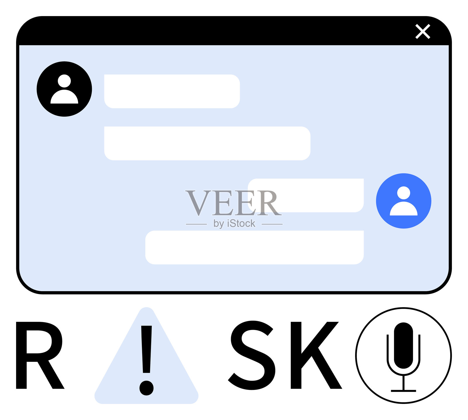 在线消息界面突出显示潜在风险和重要警报图标插画图片素材