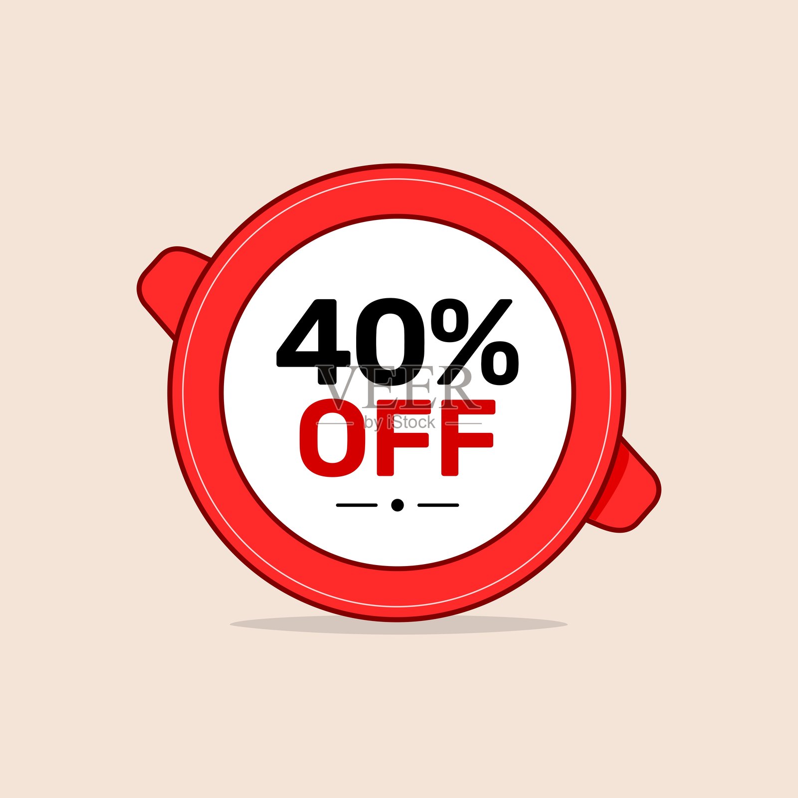 红色40%折扣促销和优惠的矢量插图插画图片素材