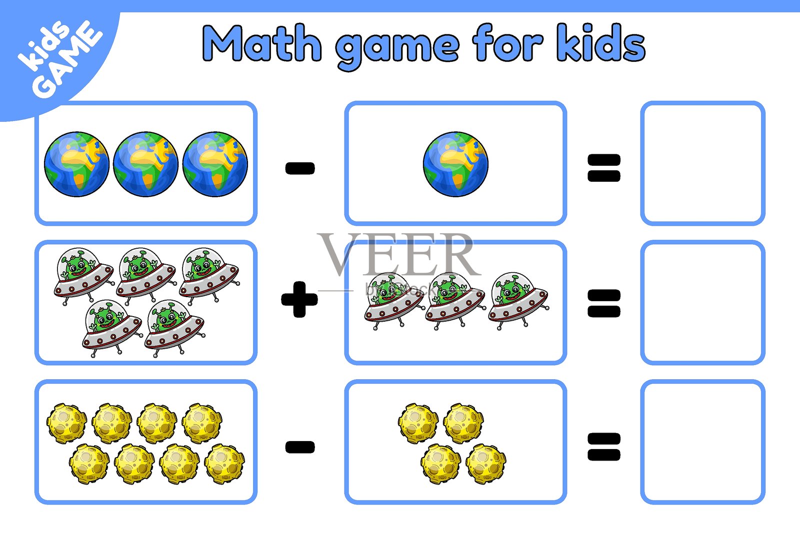 教育儿童的数学太空游戏插画图片素材