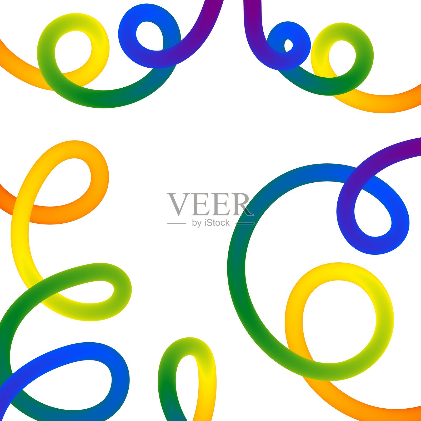 色彩斑斓的旋转线条在明亮的背景上交织,形成一个生动的抽象设计,吸引眼球并激发创造力。插画图片素材