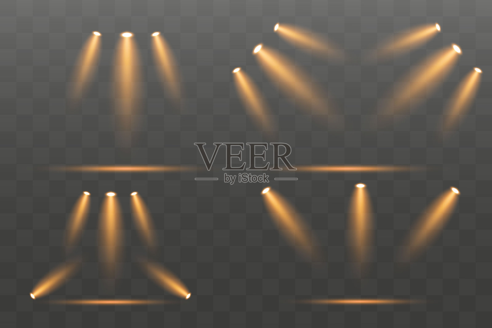 舞台灯光。明亮的聚光灯照明。光效。插画图片素材